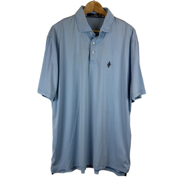 RLX Ralph Lauren Golf Polo Blue Stripe Men's‎ XL Cactus Logo Arizona Desert - Picture 1 of 5